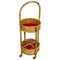 Bamboo & Rattan Round Service Side Bar Cart, Italy, 1960s, Image 1