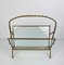 French Faux Bamboo Magazine Rack Stand in Brass Glass from Maison Baguès, 1950s 2