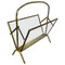 French Faux Bamboo Magazine Rack Stand in Brass Glass from Maison Baguès, 1950s 1