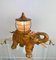 Italienische Elefanten Tischlampe aus handgeschnitztem Holz & Kupfer von Aldo Tura für Macabo, 1950er 3