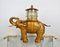 Italienische Elefanten Tischlampe aus handgeschnitztem Holz & Kupfer von Aldo Tura für Macabo, 1950er 1