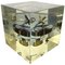 Acrylic Paperweight Cube Sculpture With Clock Parts by Pierre Giraudon, 1970s 1