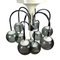 Mid-Century Modern Chrome & Smoked Glass Chandelier, Italy, Image 3