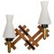 Vintage Teak, Brass & Opaline Glass Wall Sconce, Italy, 1960s 1