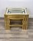 Brass, Glass & Chrome Side Coffee Tables, 1970s, Set of 3 7