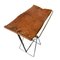 Little Industrial Brown Leather & Metal Folding Portable Stool 2
