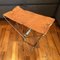 Little Industrial Brown Leather & Metal Folding Portable Stool 4