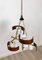 Lámpara de araña de teca, latón y vidrio opalino de Stilnovo, Italy, años 60, Imagen 6