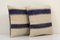 Vintage Blue Striped Organic Hemp Kilim Pillows, Set of 2 2