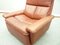 Mid-Century Leather Lounge Chair & Footstool, 1970s, Set of 2 5