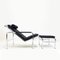 Black Leather & Chrome Reclining Lounge Chair & Ottoman by Gabriele Mucchi, 1980s, Set of 2 1