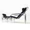 Black Leather & Chrome Reclining Lounge Chair & Ottoman by Gabriele Mucchi, 1980s, Set of 2 10