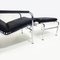 Black Leather & Chrome Reclining Lounge Chair & Ottoman by Gabriele Mucchi, 1980s, Set of 2 3