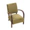 Geschwungener Sessel aus Holz & grünem Samt, 1940er 7