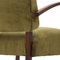 Curved Wood & Green Velvet Armchair, 1940s 11