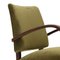 Curved Wood & Green Velvet Armchair, 1940s 9