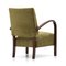 Curved Wood & Green Velvet Armchair, 1940s 6