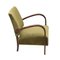 Curved Wood & Green Velvet Armchair, 1940s 8