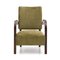 Curved Wood & Green Velvet Armchair, 1940s 3