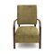Curved Wood & Green Velvet Armchair, 1940s 2