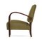 Curved Wood & Green Velvet Armchair, 1940s 4