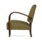 Curved Wood & Green Velvet Armchair, 1940s, Image 4