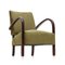 Curved Wood & Green Velvet Armchair, 1940s 5