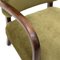 Curved Wood & Green Velvet Armchair, 1940s 13