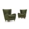 Green Fabric Armchairs, 1940s, Set of 2, Image 3