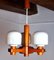 Nordic Wooden & Opaline Chandelier, Denmark, 1970 1