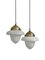 Vintage Milk White Opaline Glass Ceiling Pendant Lamps, Set of 2 1