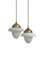Vintage Milk White Opaline Glass Ceiling Pendant Lamps, Set of 2 3