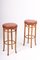 Bar Stools in Beech and Patinated Leather by Fritz Hansen, 1940s, Set of 2 1