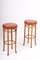 Bar Stools in Beech and Patinated Leather by Fritz Hansen, 1940s, Set of 2, Image 1