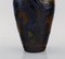 Glazed Stoneware Vase with Blue Foliage on a Brown Background from Kähler, Denmark, Image 5