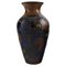 Glazed Stoneware Vase with Blue Foliage on a Brown Background from Kähler, Denmark 1