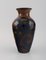 Glazed Stoneware Vase with Blue Foliage on a Brown Background from Kähler, Denmark 2