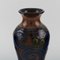 Glazed Stoneware Vase with Blue Foliage on a Brown Background from Kähler, Denmark 4