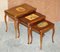 Vintage Hand Painted Marquetry Nest of Tables, Set of 3 2