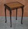 Tavolini ad incastro vintage in pelle marrone e legno, set di 3, Immagine 9