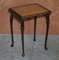 Vintage Brown Leather Top & Hardwood Nesting Tables, Set of 3 9