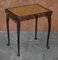 Vintage Brown Leather Top & Hardwood Nesting Tables, Set of 3 5