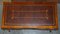 Brown Leather & Burr Yew Wood Extending Writing Desk 6