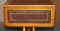 Brown Leather & Burr Yew Wood Extending Writing Desk 9