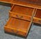 Brown Leather & Burr Yew Wood Extending Writing Desk 19