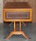 Brown Leather & Burr Yew Wood Extending Writing Desk 8