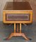 Brown Leather & Burr Yew Wood Extending Writing Desk 12