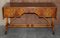 Brown Leather & Burr Yew Wood Extending Writing Desk 10