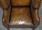 Antique Georgian Brown Leather Porters Wingback Armchair, 1780 8