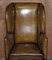 Antique Georgian Brown Leather Porters Wingback Armchair, 1780 3